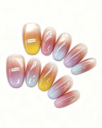 Sunset Mirage | Handcrafted Pastel Sunset Ombré & Velvet Cat-Eye