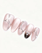 Boiled Water | 100% Handcrafted Sheer Nude Cat-Eye Press-On Nails