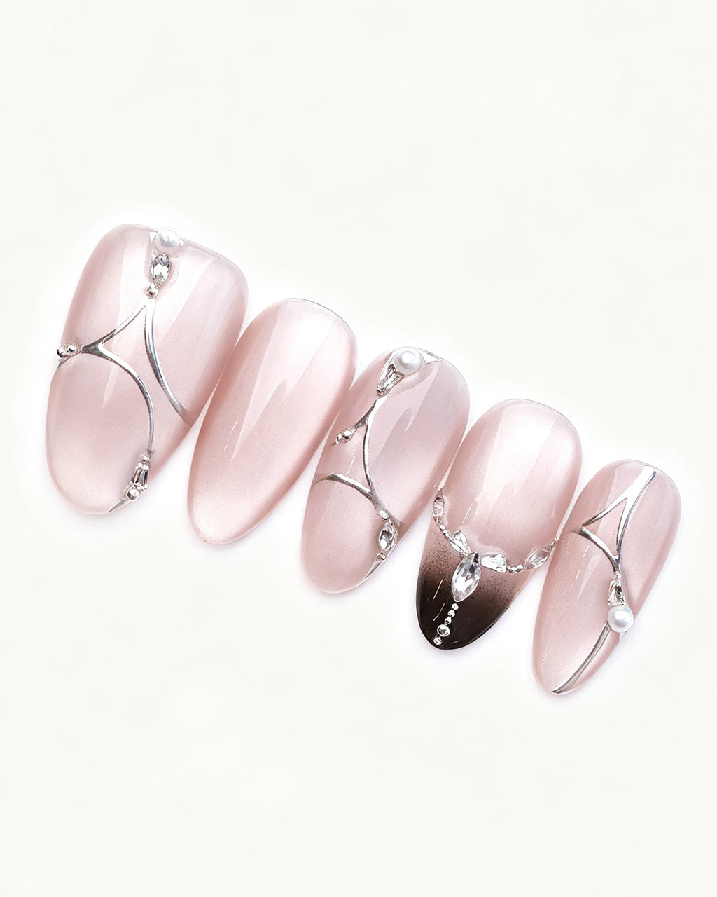 Boiled Water | 100% Handcrafted Sheer Nude Cat-Eye Press-On Nails
