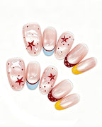 Berry Lemon Pastel French Nails | Handcrafted