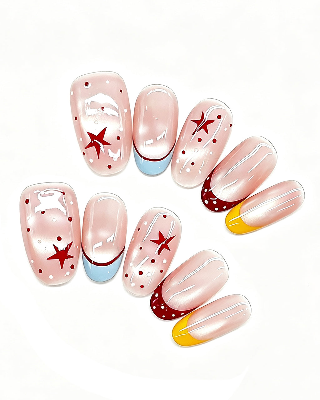 Berry Lemon Pastel French Nails | Handcrafted