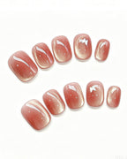 Amber Rosewood Jelly Press-On Nails | Handcrafted