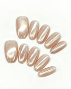 Champagne Glazed Pearl Press-On Nails | Handcrafted