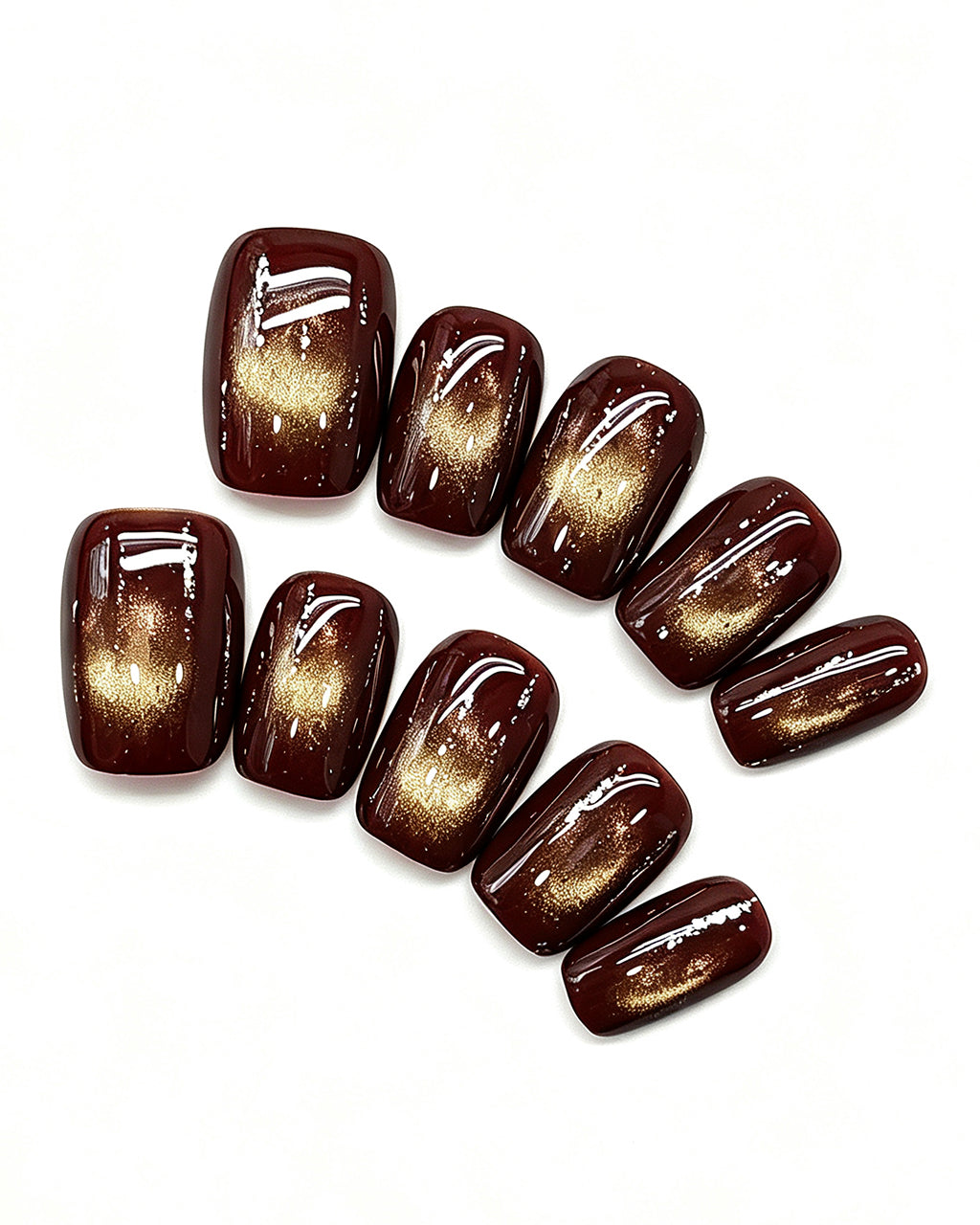 Black Cherry Cat-Eye | Handcrafted Deep Burgundy Magnetic Press-On Nails