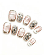 Champagne Glazed Pearl Press-On Nails | Handcrafted