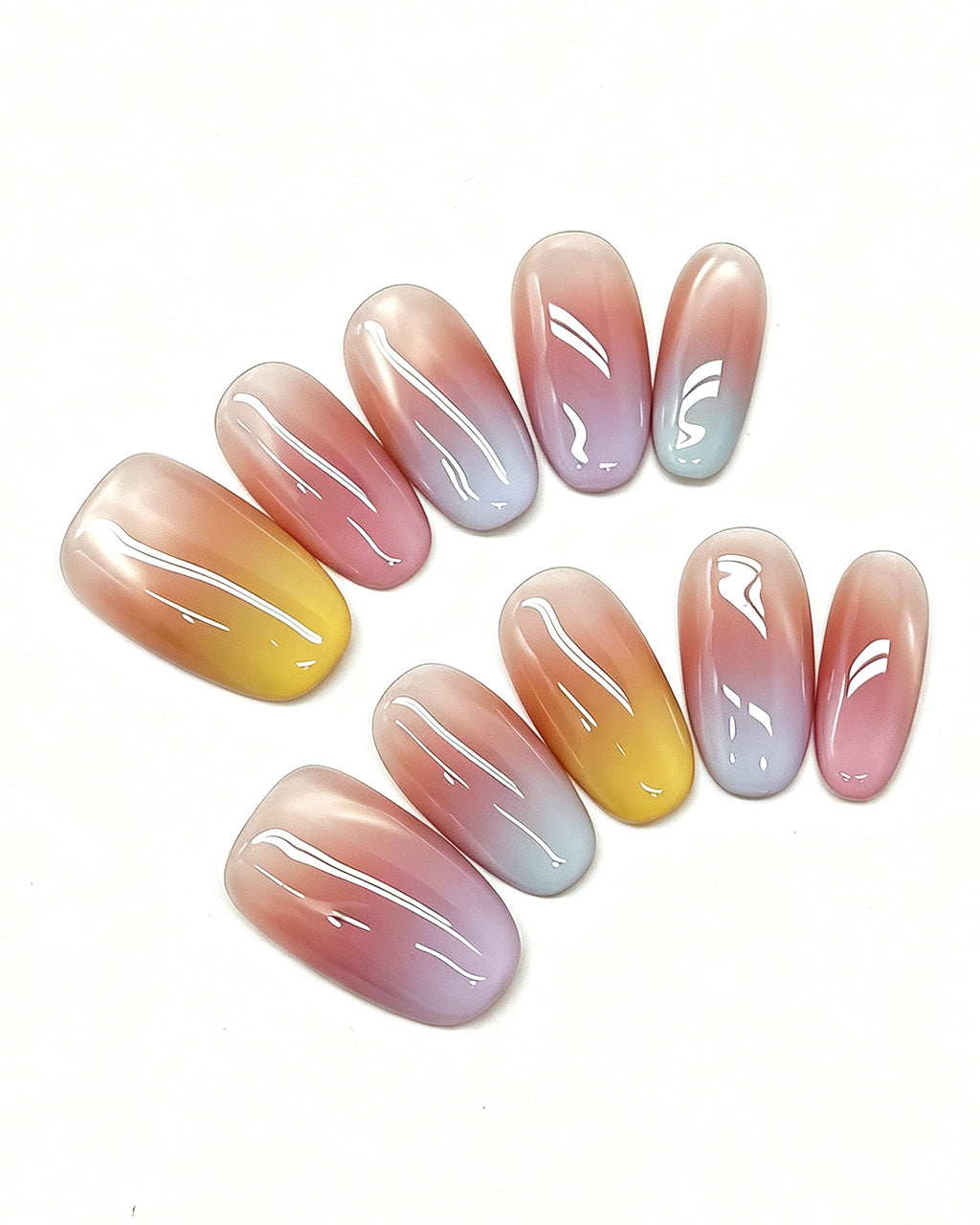 Sunset Mirage | Handcrafted Pastel Sunset Ombré & Velvet Cat-Eye