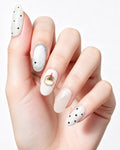 Peachy Diary | Handcrafted Milky Polka Dot & 3D Peach Press-On Nails