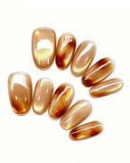Golden Amber | Handcrafted Honey Cat-Eye & Tortoiseshell Press-On Nails