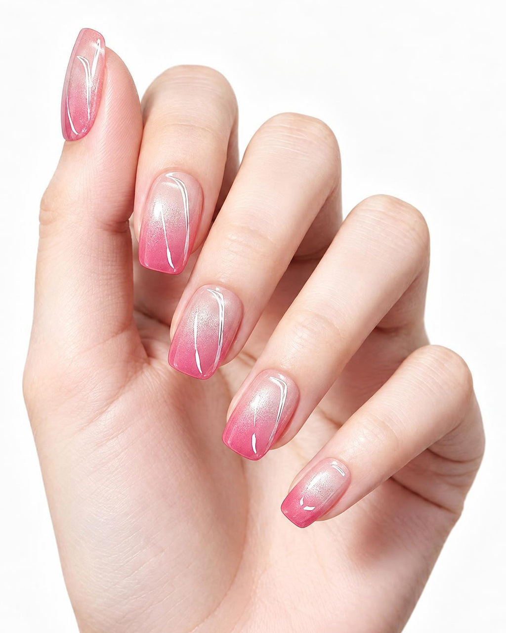 Blush Pink Ombre French Press-On Nails | Handcrafted