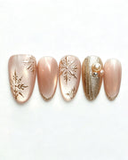Champagne Gold Cat Eye Press On Nails - Starburst Fireworks