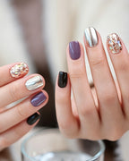 Gilded Warm Brown & Mirror Gold Handmade Press-On Nails