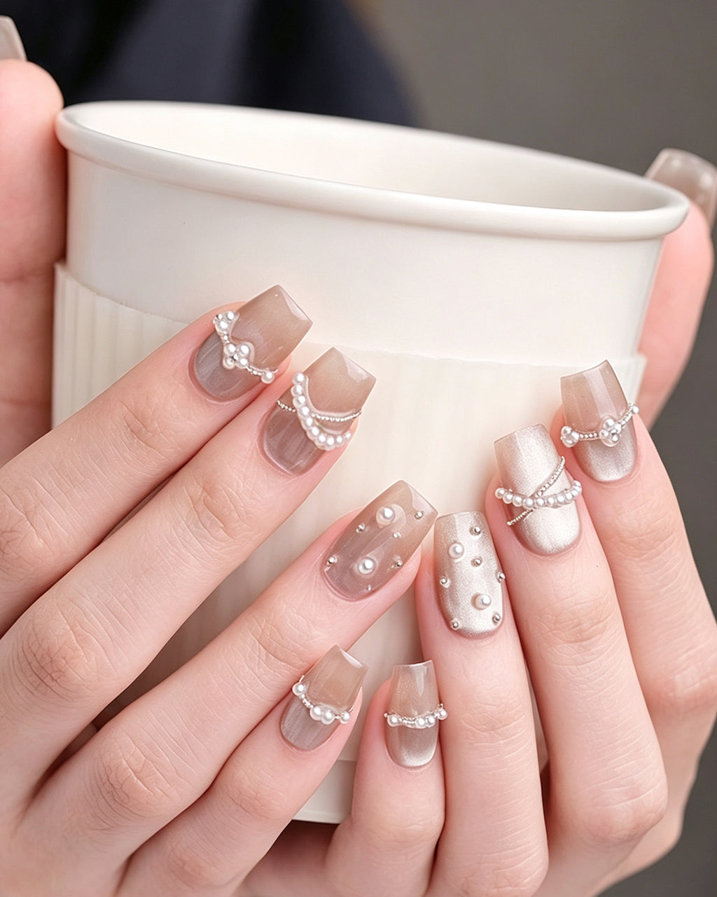 Afloat | 100% Handcrafted Pearl Cat-Eye Press-On Nails