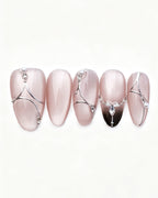 Boiled Water | 100% Handcrafted Sheer Nude Cat-Eye Press-On Nails