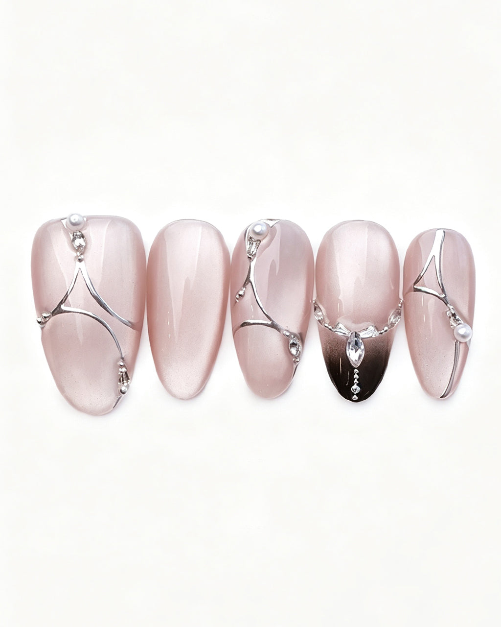 Boiled Water | 100% Handcrafted Sheer Nude Cat-Eye Press-On Nails