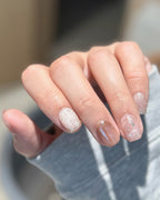 Blossom Peach | Nude Pink Cat Eye & Gold Foil Press-On Nails