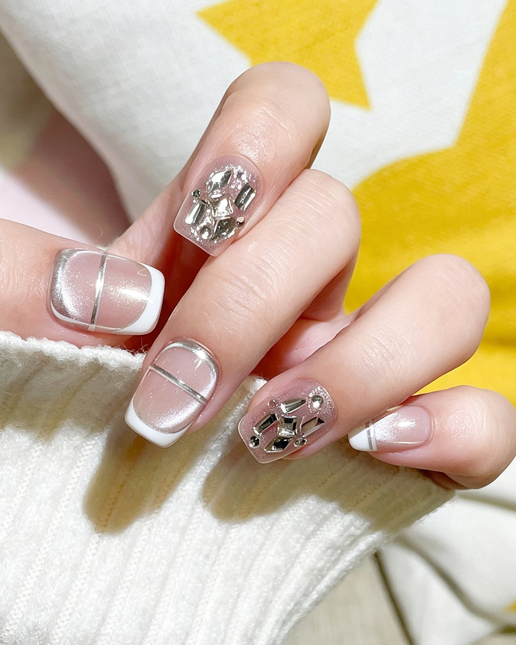 Champagne Glazed Pearl Press-On Nails | Handcrafted