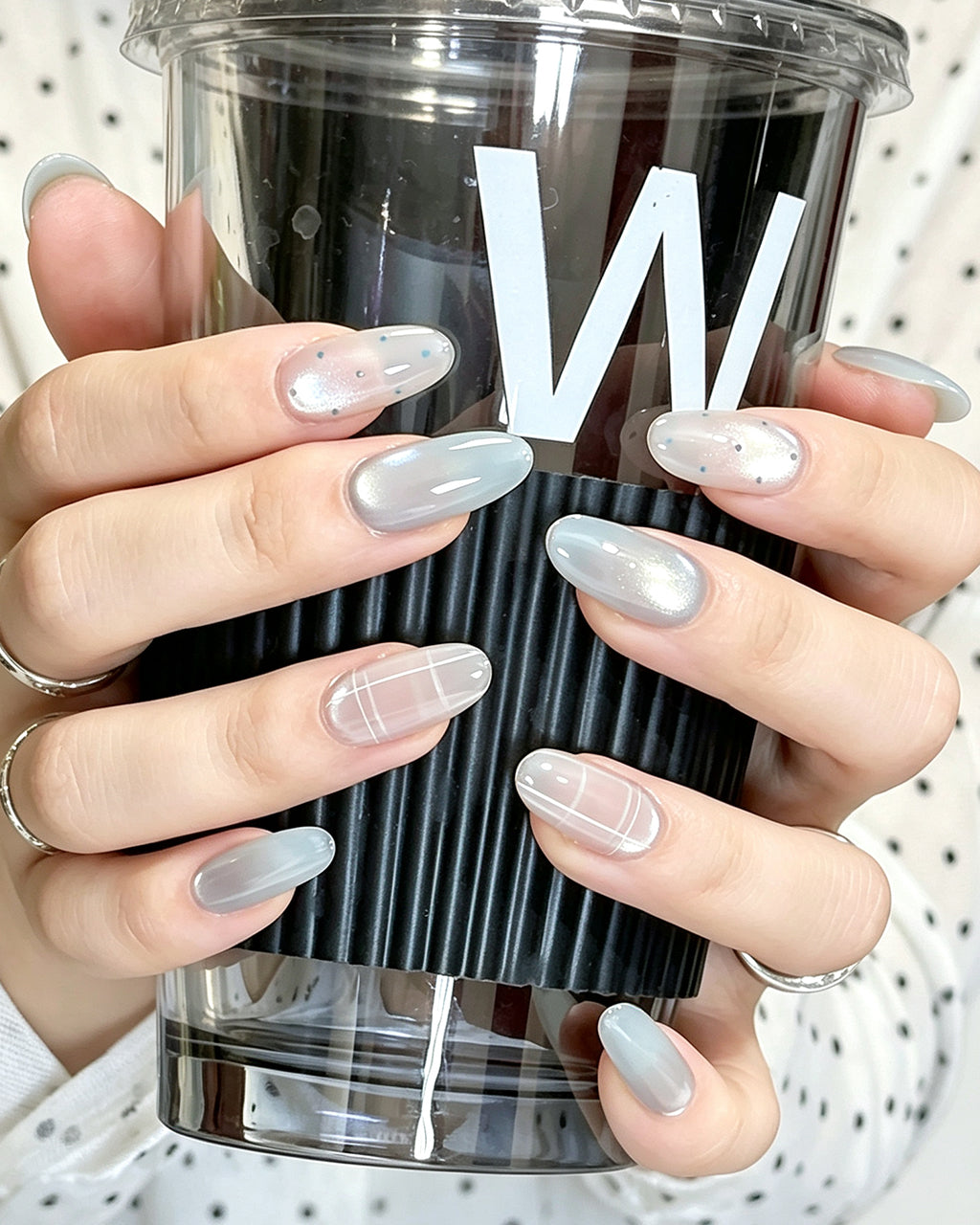Seafoam Mint Cat-Eye Press-On Nails | Handcrafted