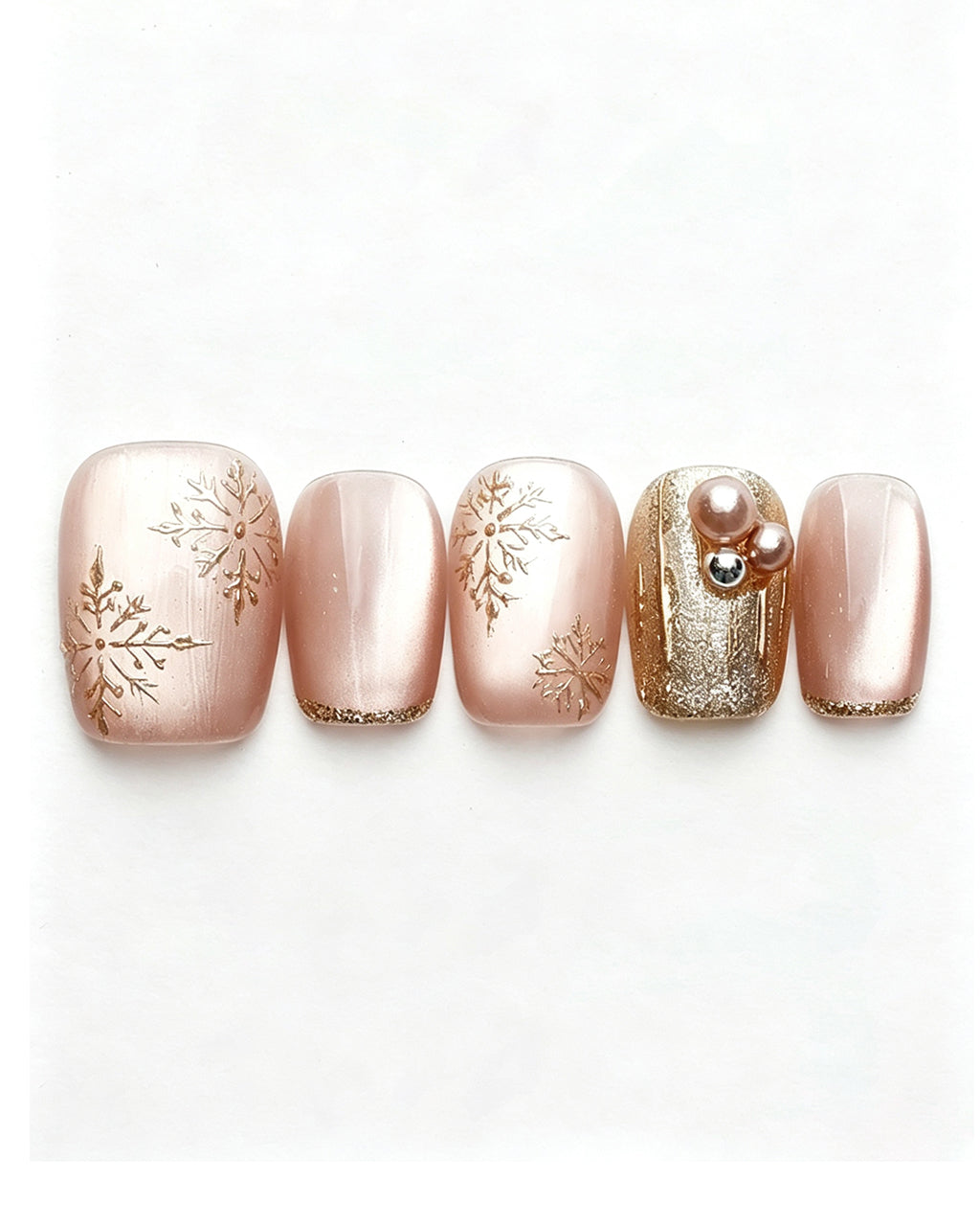 Champagne Gold Cat Eye Press On Nails - Starburst Fireworks