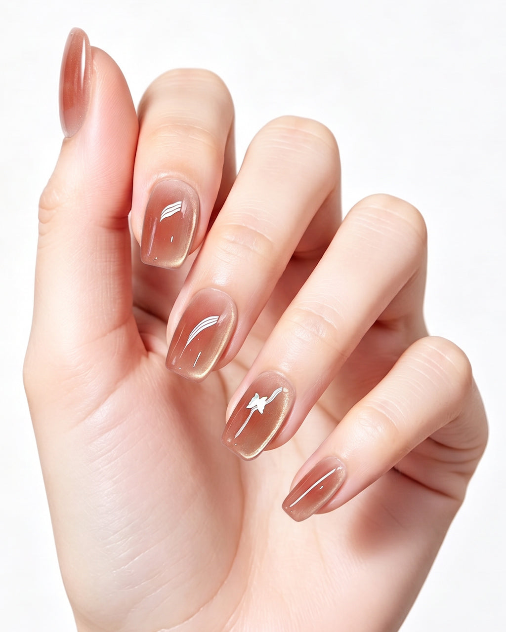 Amber Rosewood Jelly Press-On Nails | Handcrafted