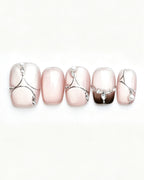 Boiled Water | 100% Handcrafted Sheer Nude Cat-Eye Press-On Nails