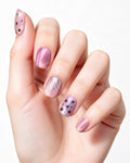 Dusty Rose Cat Eye Press On Nails - Black Starburst Short Square Nails