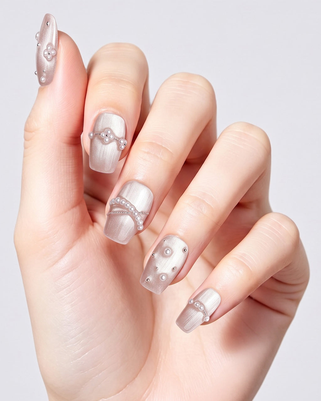 Afloat | 100% Handcrafted Pearl Cat-Eye Press-On Nails