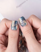 Dew Bubbles | Ice Blue Cat Eye & Chrome French Tip Press-On Nails
