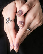 Rhythmic Light | Handcrafted Pink Aurora & Metallic Line Press-On Nails