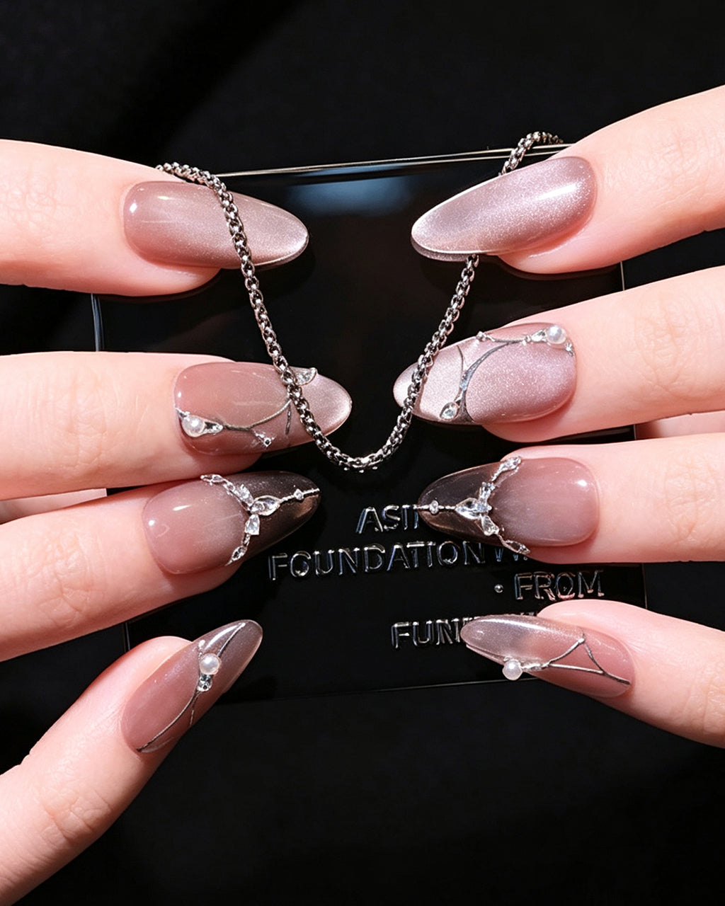 Boiled Water | 100% Handcrafted Sheer Nude Cat-Eye Press-On Nails