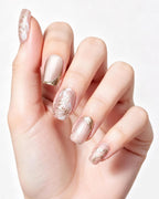 Ice Flower | Handcrafted Magnolia & Metallic Gold French Press-On Nails